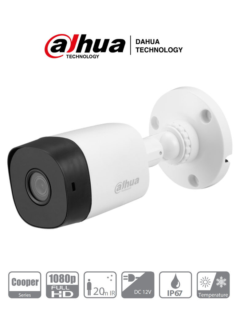 DAHUA HAC-B1A21 - Camara Bullet HDCVI 1080p/ 82 Grados de Apertura/ Lente de 2.8mm/ IR de 20 Mts/ IP67/ TVI AHD y CVBS/